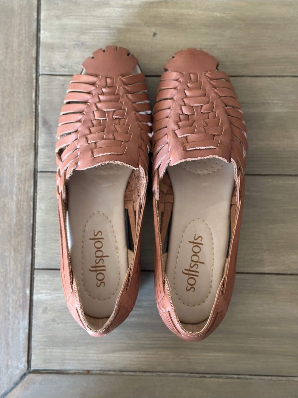 Softspots Woven Tan Slip-On Huarache Flats